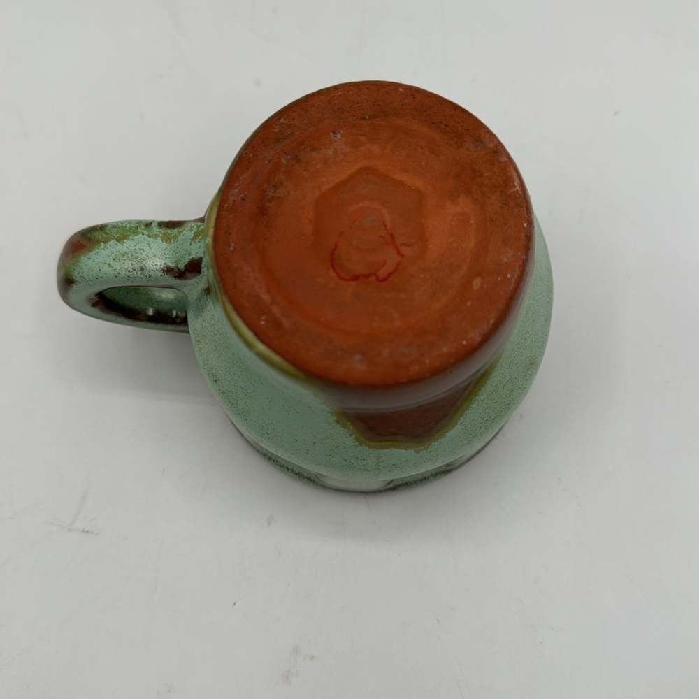 Frankoma Flat Cup Wagon Wheel Prairie Green Mug and saucer. - Picture 5 of 8